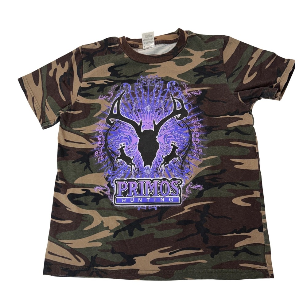 Primos Hunting T-Shirt Lg 14 16 Camo Purple Deer Graphic Tee Unisex Small